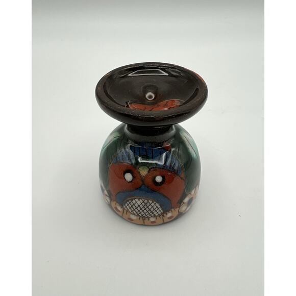 Thun Thoune Swiss Art Pottery Brown Glazed Egg Cup with Chrutmuster Owl Signed - Picture 6 of 7